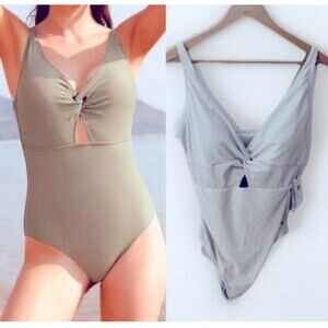 Robert Graham Designer Swimsuit Cutout One Piece Resort Wear Silver NWT Size 14